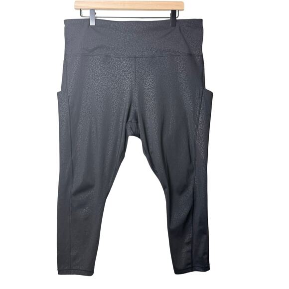 Athleta Ultimate Stash Pocket Embossed 7/8 Tight In Black Womens Size 2X - Picture 1 of 13